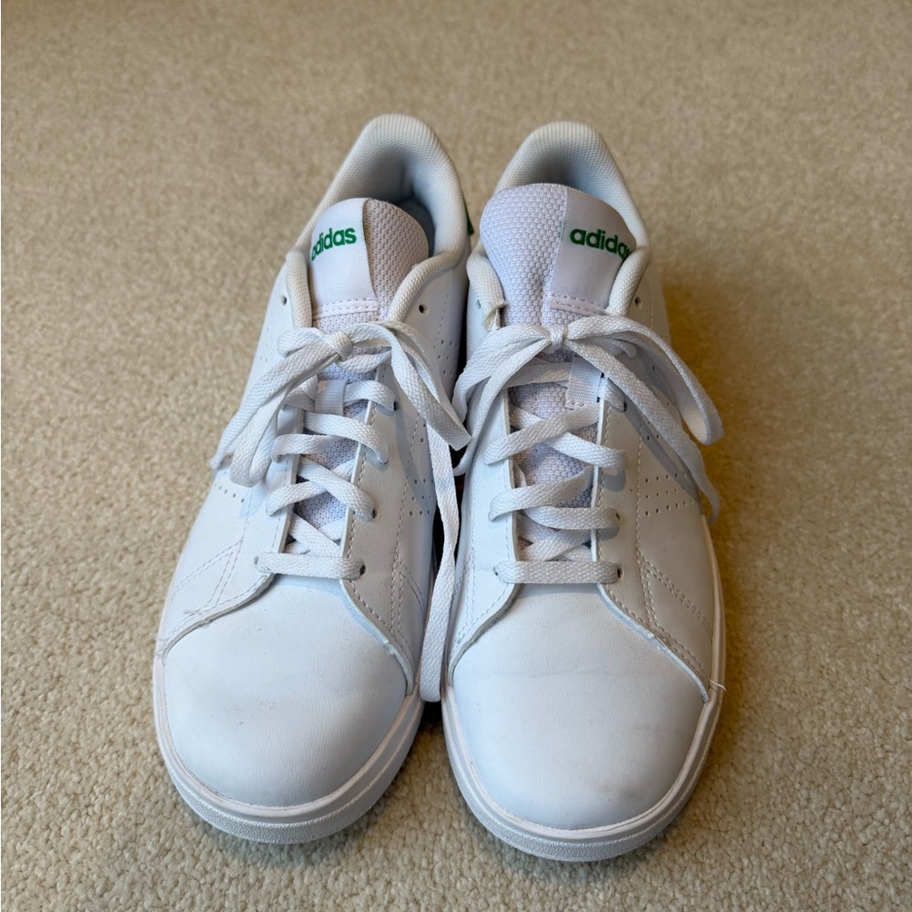 Adidas White and Green Casual Shoes